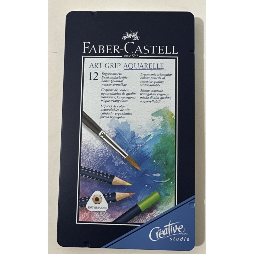 Faber-Castell 12 Art Grip Aquarelle Watercolor Pencils Open Box‎ Made In Germany